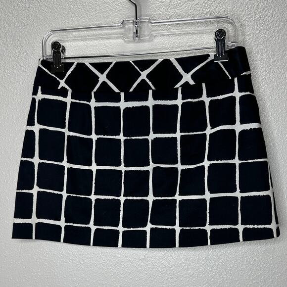Trina Turk Black & White Check Front Zip Pocket Mini Skirt 4 - Picture 5 of 12